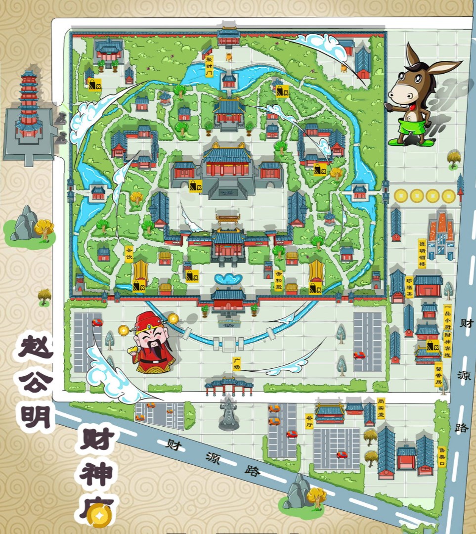 靖江寺庙类手绘地图